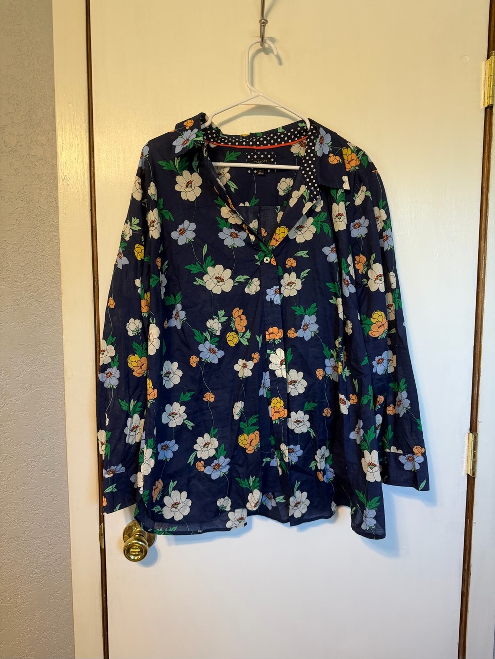 Talbots Navy Floral Button-Down Shirt